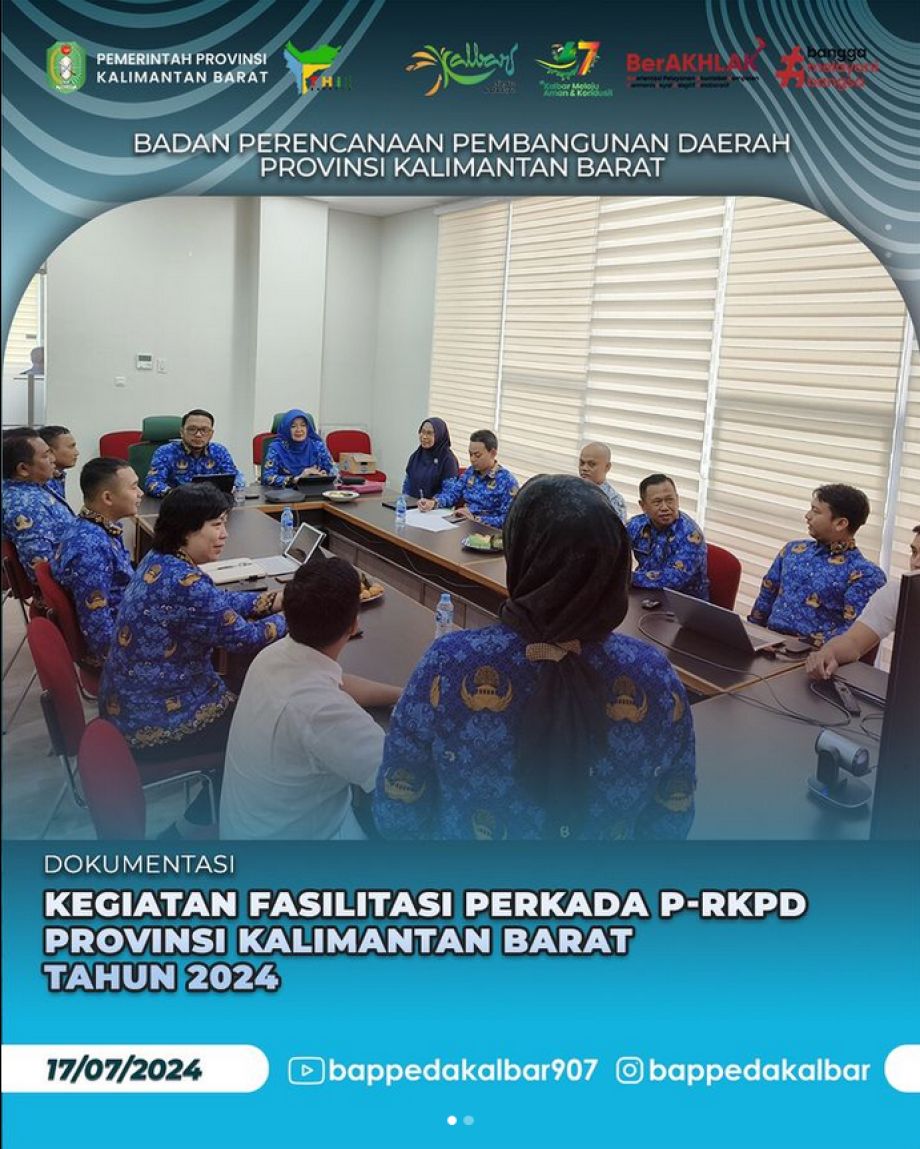 Direktorat Jenderal Bina Pembangunan Daerah Kemendagri melalui Badan Perencanaan Pembangunan Daerah Provinsi Kalimantan Barat melaksanakan kegiatan Fasilitasi P-RKPD Provinsi Kalimantan Barat Tahun 2024