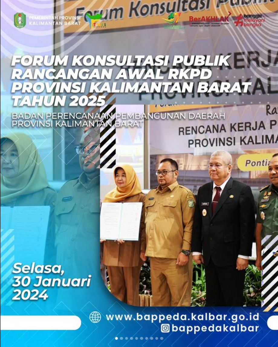 Forum Konsultasi Publik Rancangan Awal Rencana Kerja Pemerintah Daerah (RKPD) Provinsi Kalimantan Barat Tahun 2024