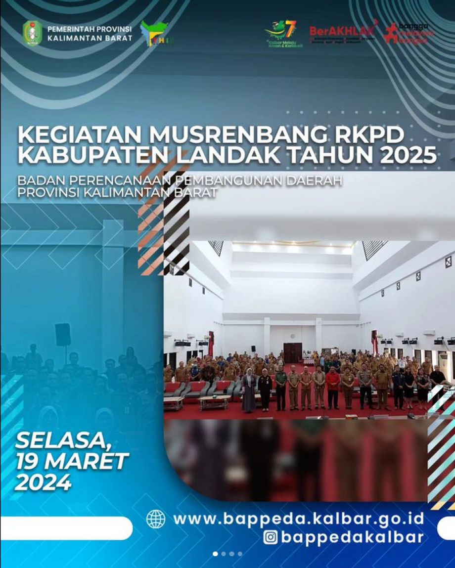 Bappeda Provinsi Kalimantan Barat menghadiri dan menjadi narasumber pada kegiatan Musrenbang RKPD Kab. Landak Tahun 2025 yang bertempat di Aula Kantor Bupati Kab. Landak